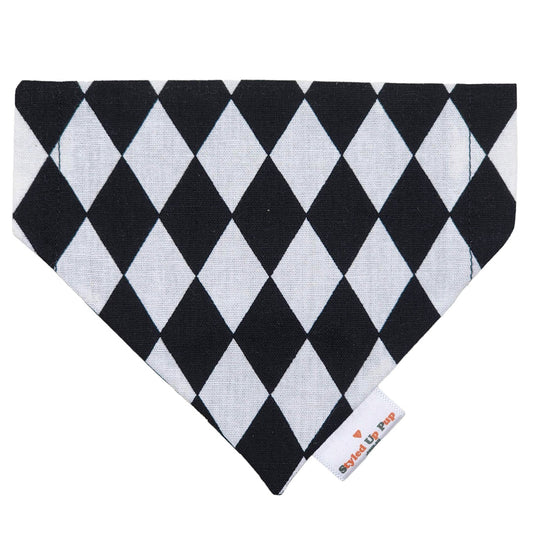 Scull (Gold) / Black and White Checker Over-the-collar Cat Bandana - handmade Cat Bandana from Styled Up Pup  - Shop now at Styled Up Pup 