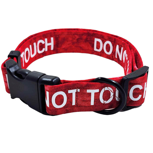 DO NOT TOUCH Traffic Light System Dog Collar (RED) - handmade Dog Collar from Styled Up Pup - Shop now at Styled Up Pup 