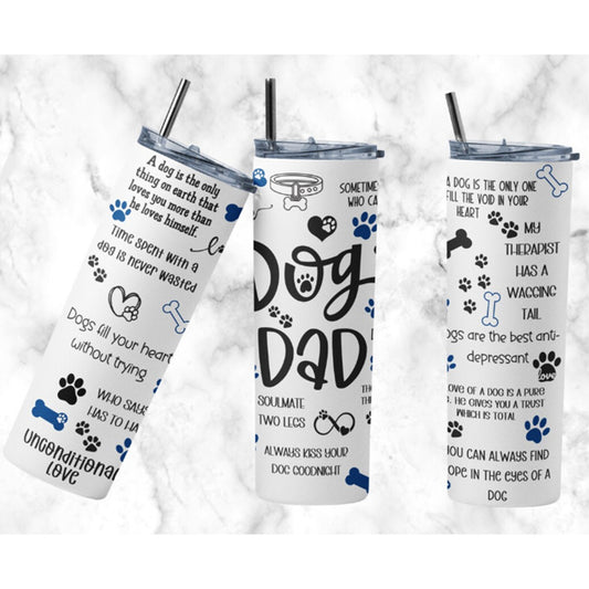 "Dog Dad" 20oz Tumbler (with Metal Straw)