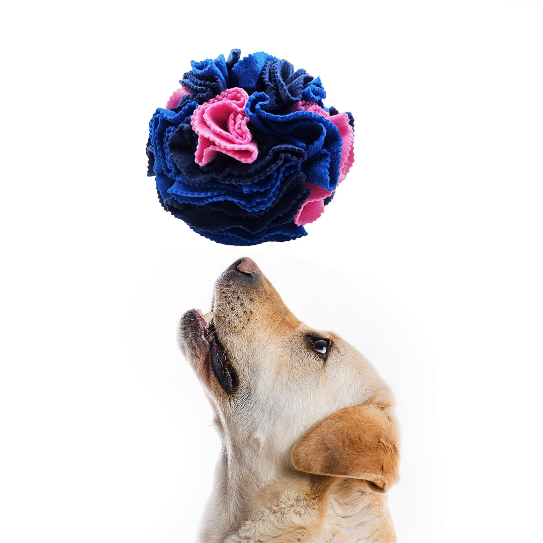 Snuffle Ball - Navy/Bright Blue/Pink - handmade Snuffle Ball from Styled Up Pup - Shop now at Styled Up Pup 