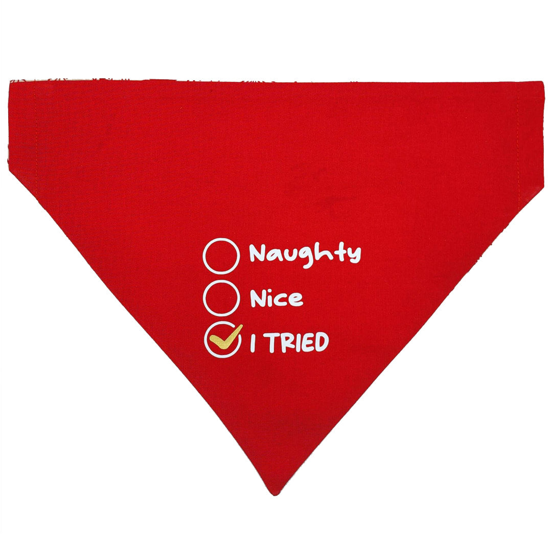 Naughty Nice I Tried Dog Christmas Bandana | Styled Up Pup Merry Pupmas